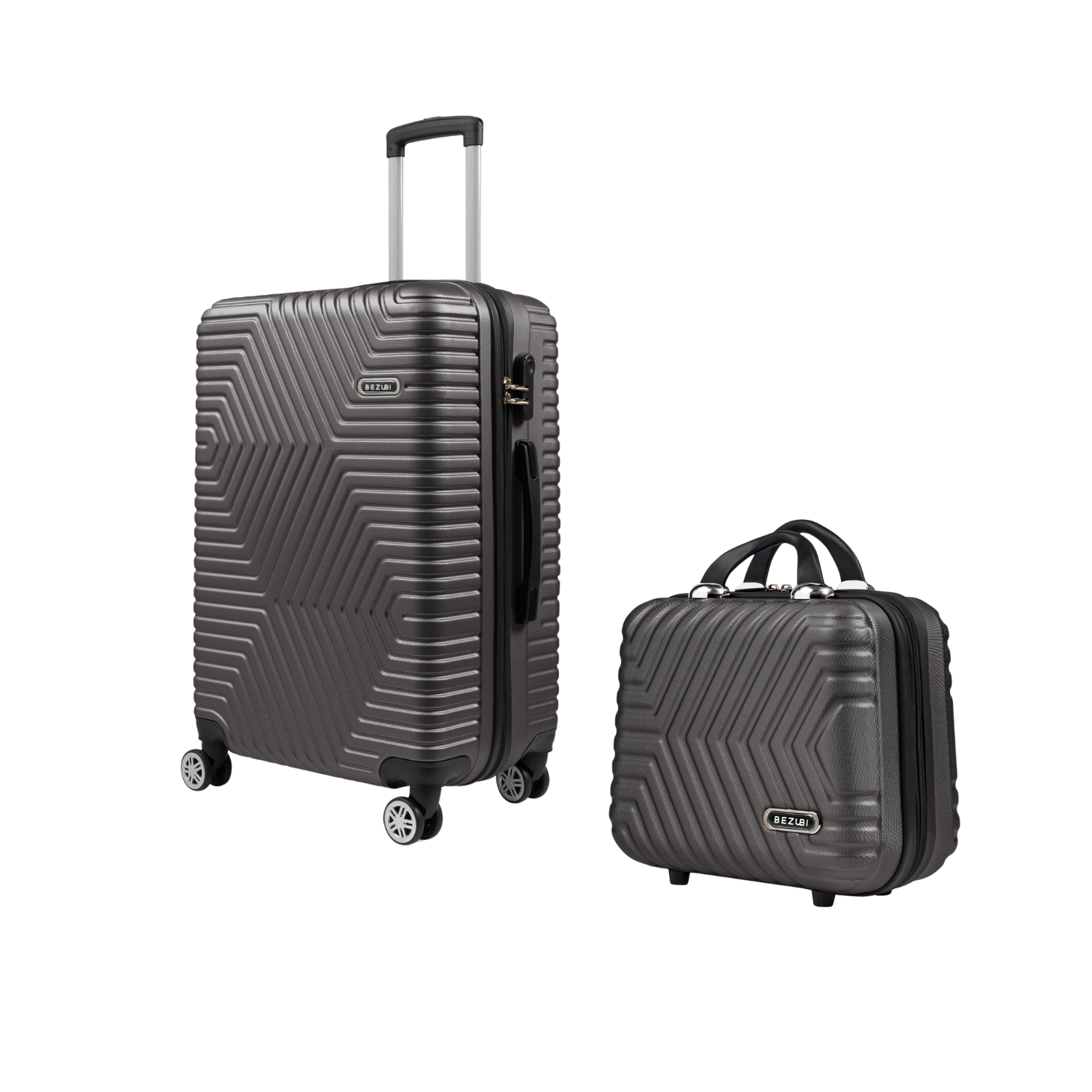 Set Geanta Cosmetica Make-up Bezubi Glam si Troler Cabina avion POLO, antracit