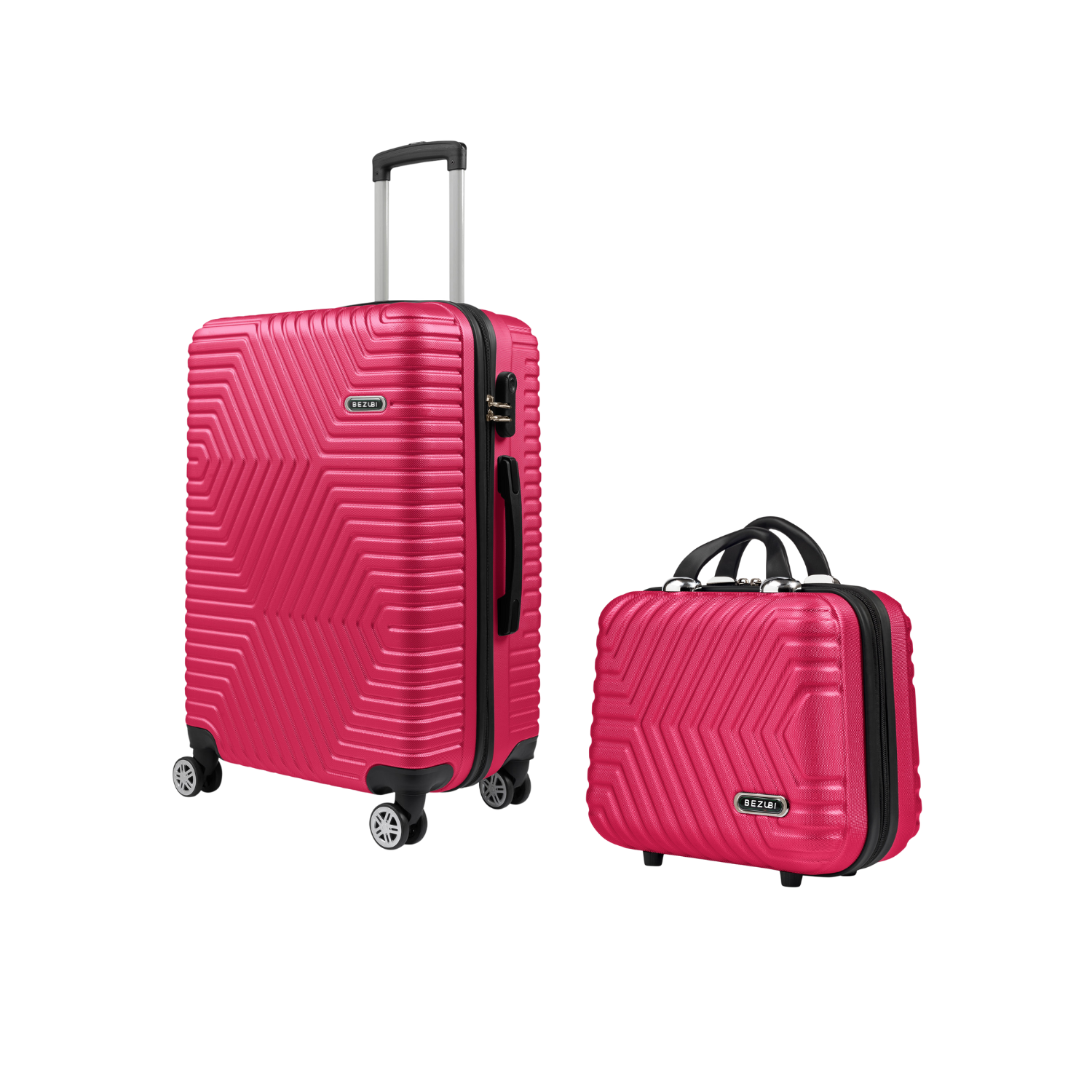 Set Geanta Cosmetica Make-up Bezubi Glam si Troler Cabina avion POLO, fucsia
