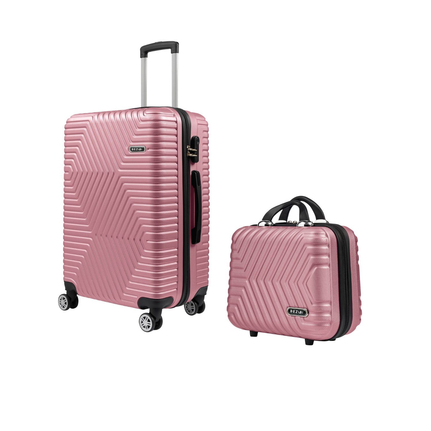 Set Geanta Cosmetica Make-up Bezubi Glam si Troler Cabina avion POLO, roz