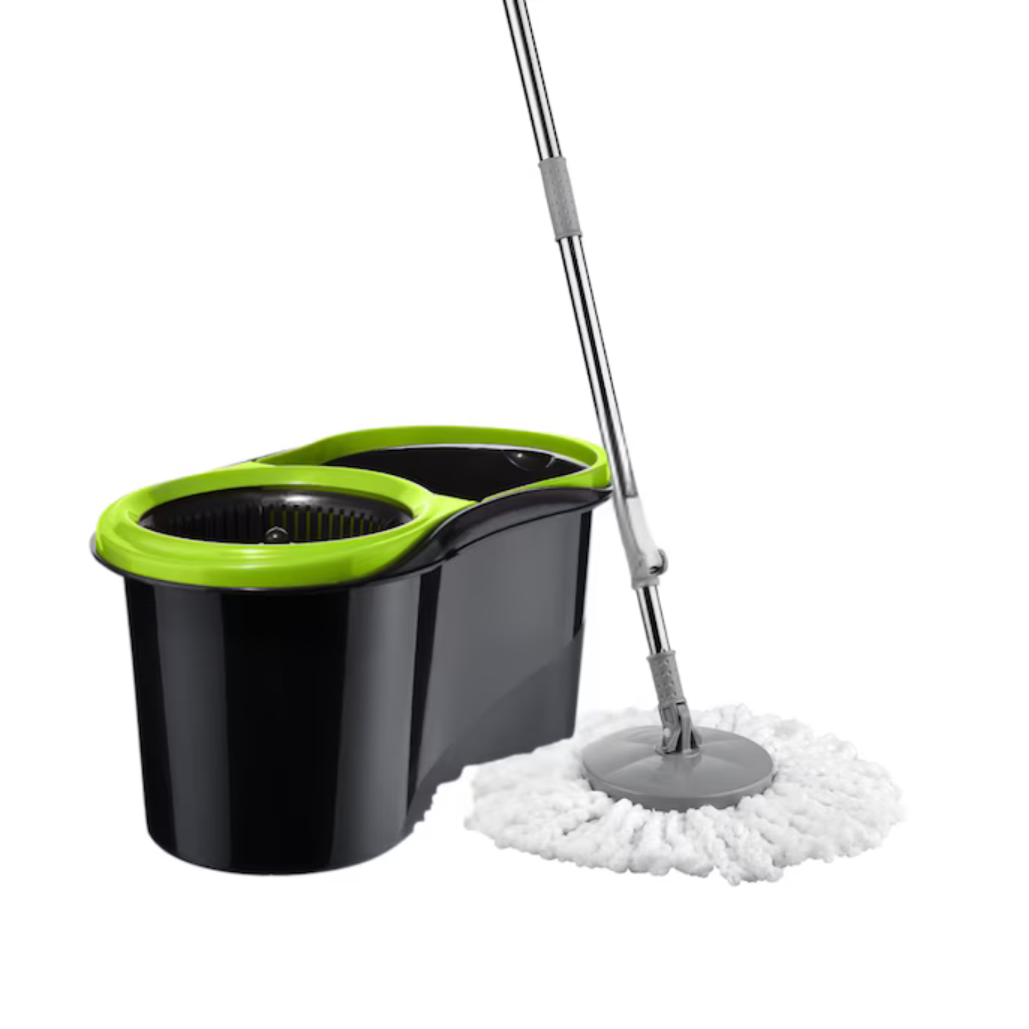 Set Mop cu Galeata Bezubi Practic, galeata cu centrifuga si mop rotund rotativ, Maner Reglabil din Otel Inoxidabil, 1 Rezerva Microfibra, Absorbtie Ridicata, Curatare Eficienta, Compatibil Diverse Suprafete, Verde