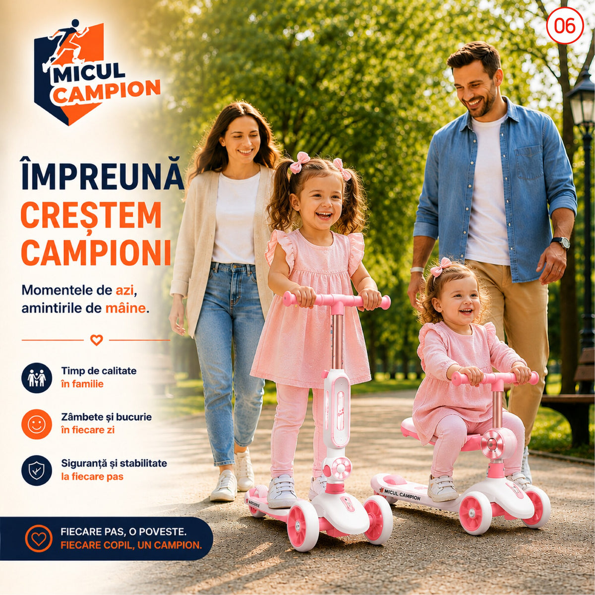 Trotineta Fete 2 in 1 INVINCIO Play – Bicicleta de Echilibru cu Scaun rabatabil, 3 Roti EVA pline silentioase, LED Frontal pentru siguranta sporita, Pliabila usor de depozitat si transportat, Ghidon Reglabil, Frana Spate, 2-5 ani, Max. 30 kg, Alb/Roz