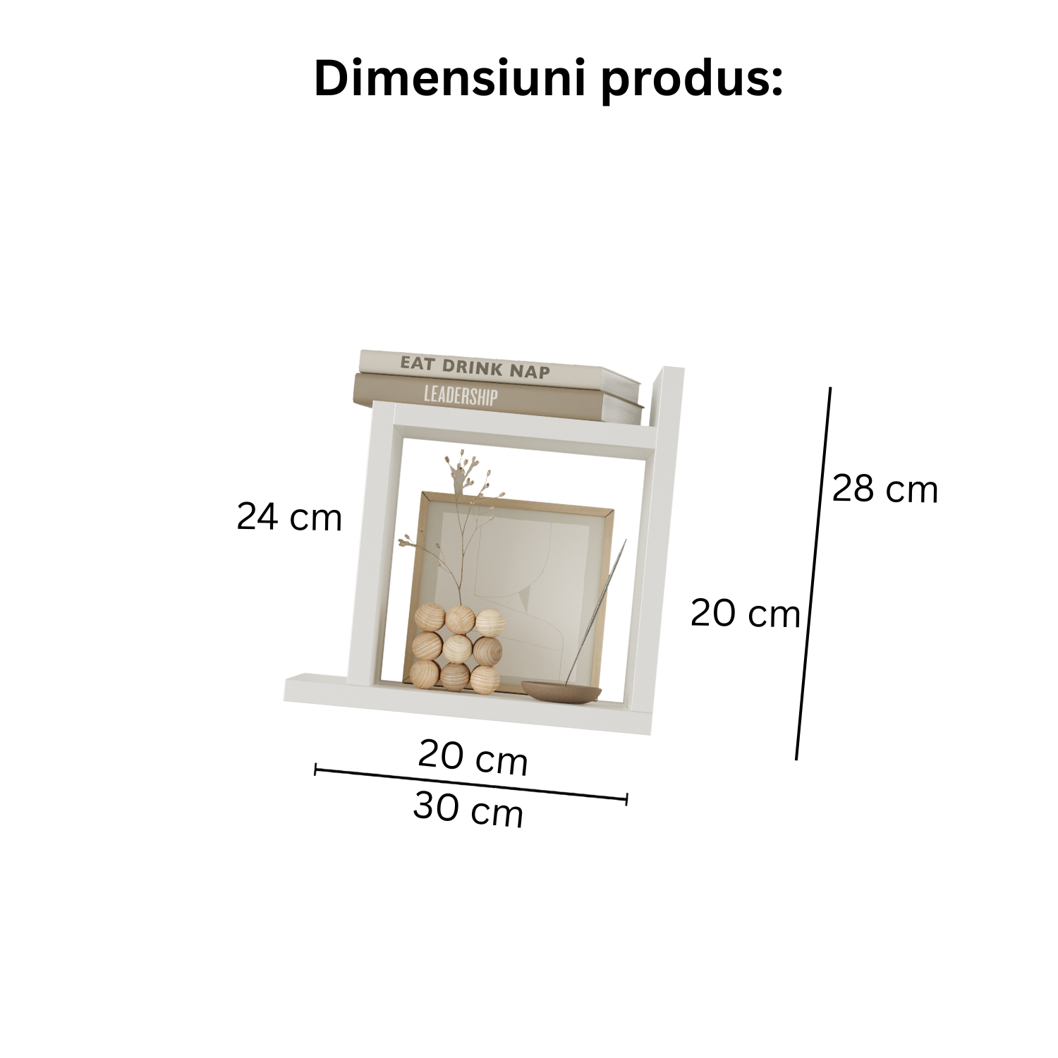 Etajera de perete modulara dubla Capri, design geometric modern, 2 rafturi cubice, montaj usor, dimensiuni 58x60x20 cm, ideala pentru carti, decoratiuni si plante, alb mat