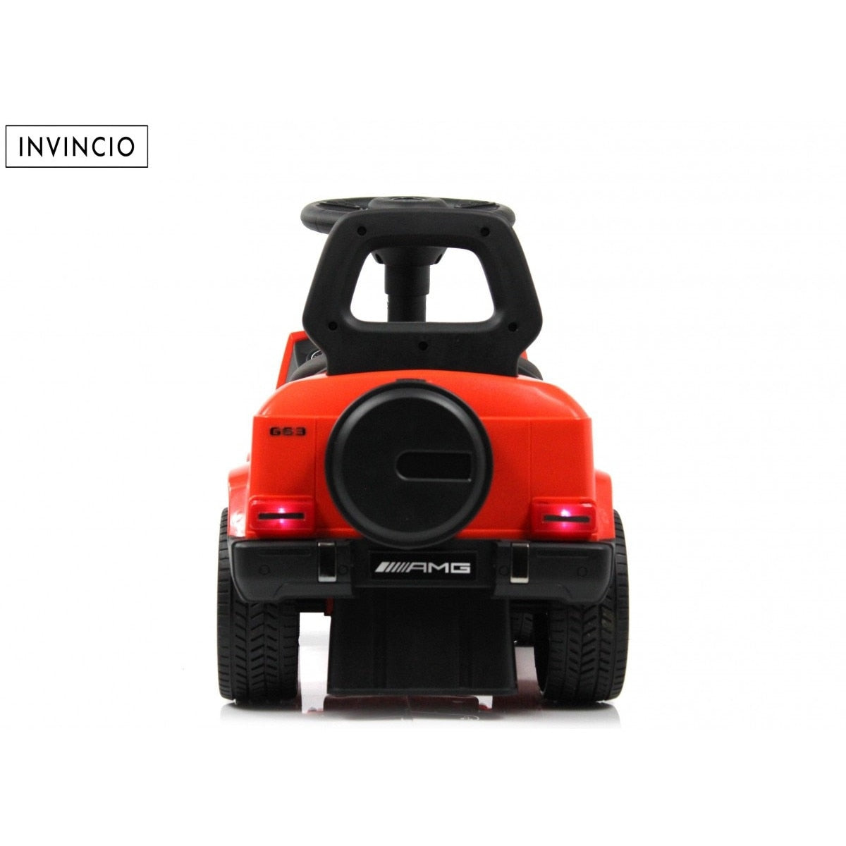 Masina de copii Invincio Mercedes G Class, Muzica si Lumini, Functie de balansoar, Depozitare sub sezut, masinuta cu spatar, Rosu racing
