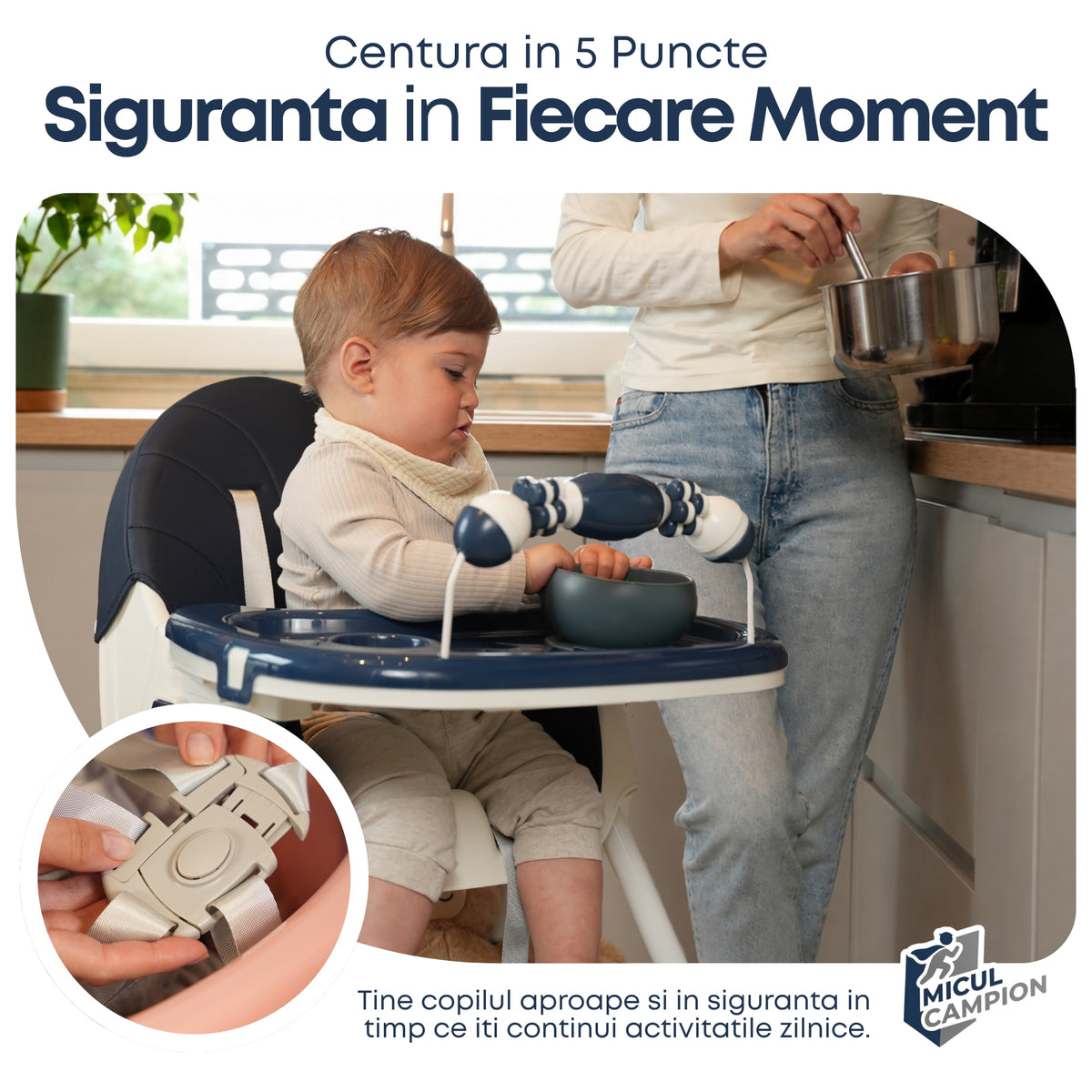 Scaun de Masa Bebelusi INVINCIO Care, Pliabil, 6 Luni +, Stabil si Multifunctional, Spatar si Inaltime Reglabile, Centura Siguranta 5 Puncte, Tavita si Husa Detasabile Lavabile, Roti, Balansoar, Cos Depozitare, Picioare Antiderapante, Roz