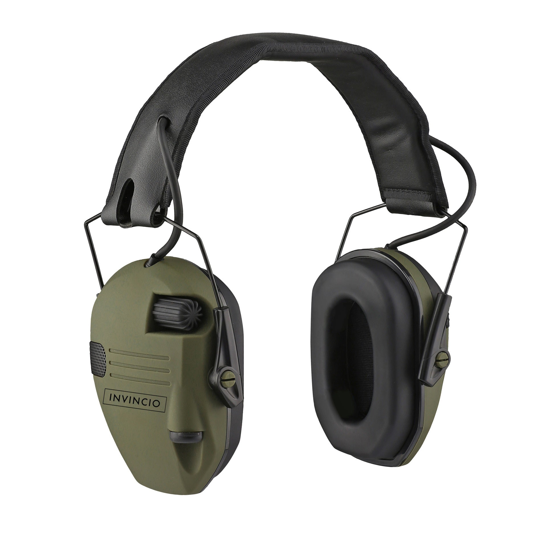 Casti Tactice Antifon INVINCIO® W1, Reducere Zgomot si Protectie Auditiva, Pliabile, Filtrare Zgomot Ambiental si Sensibilitate Reglabila, Doua Microfoane, Conectare Audio prin Jack, pentru Vanatoare, Poligon, Paintball, Airsoft, camuflaj verde