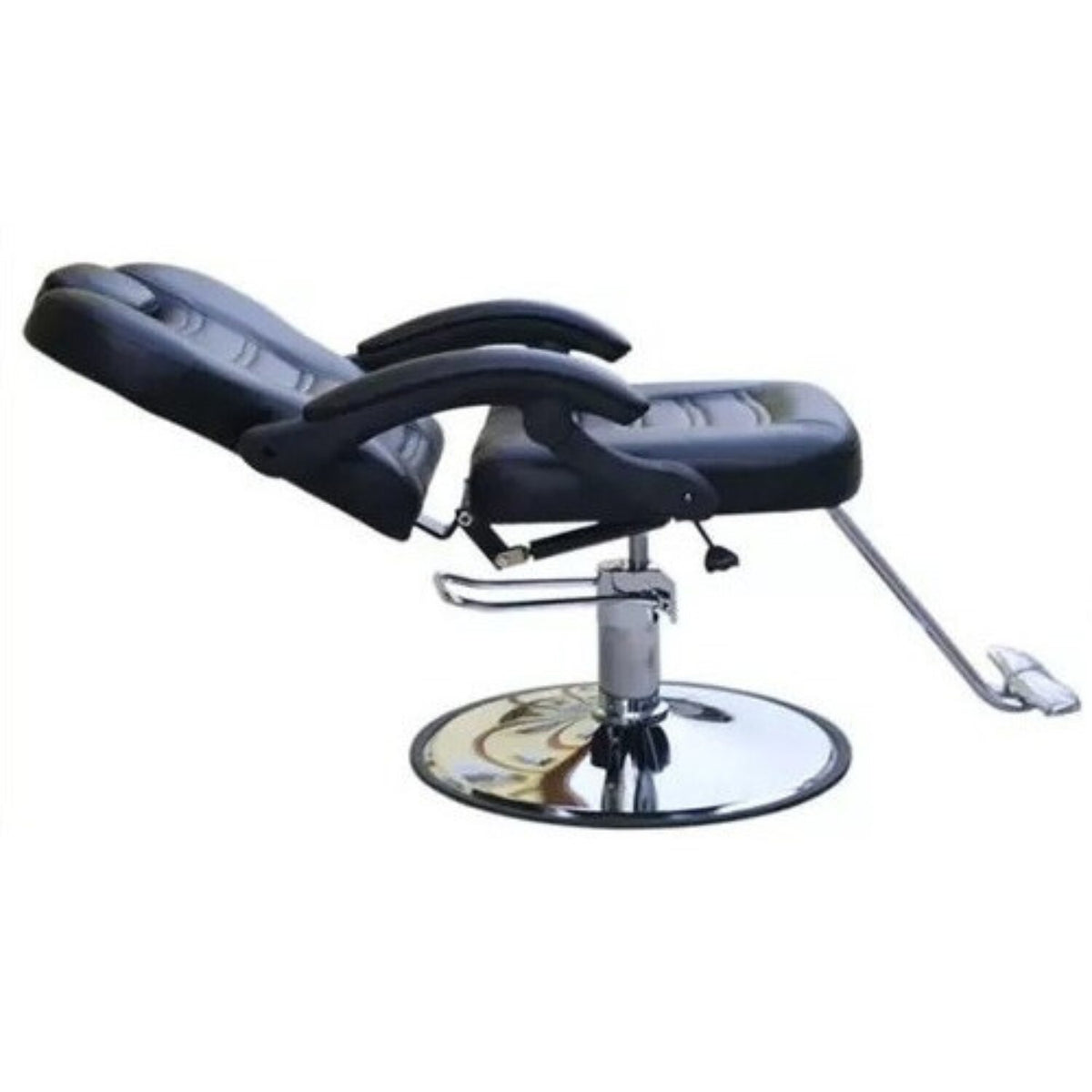 Scaun frizerie si barber shop Invincio™ Slim, Rotire la 360 grade, Rabatabil 160 grade, Piston hidraulic reglabil pe inaltime, Tetiera reglabila, Piele PU, Culoare Negru