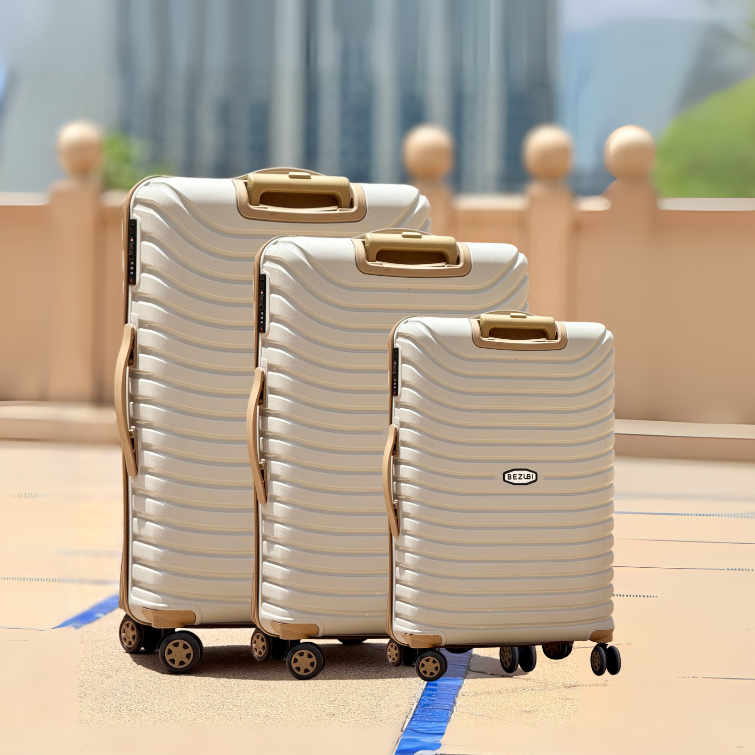 Set complet 3 trolere pentru vacanta, bej