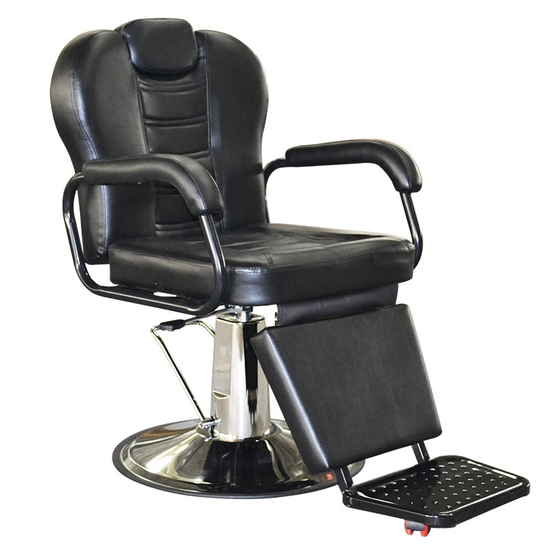 Scaun profesional pentru frizerie si barber shop Invincio™ Plus 2, Rotire la 360 grade, Rabatabil 160 grade, Piston hidraulic, Reglabil pe inaltime, Tetiera reglabila, Piele ecologica, Culoare Negru