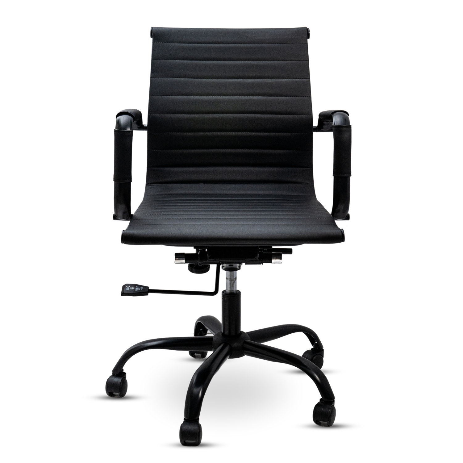 Scaun de birou Bezubi Confort, confortabil, pivotant, ergonomic cu spatar reglabil pe inaltime si inclinare, tapitat piele ecologica premium, suport pentru brate, cadru cromat, roti silentioase, negru