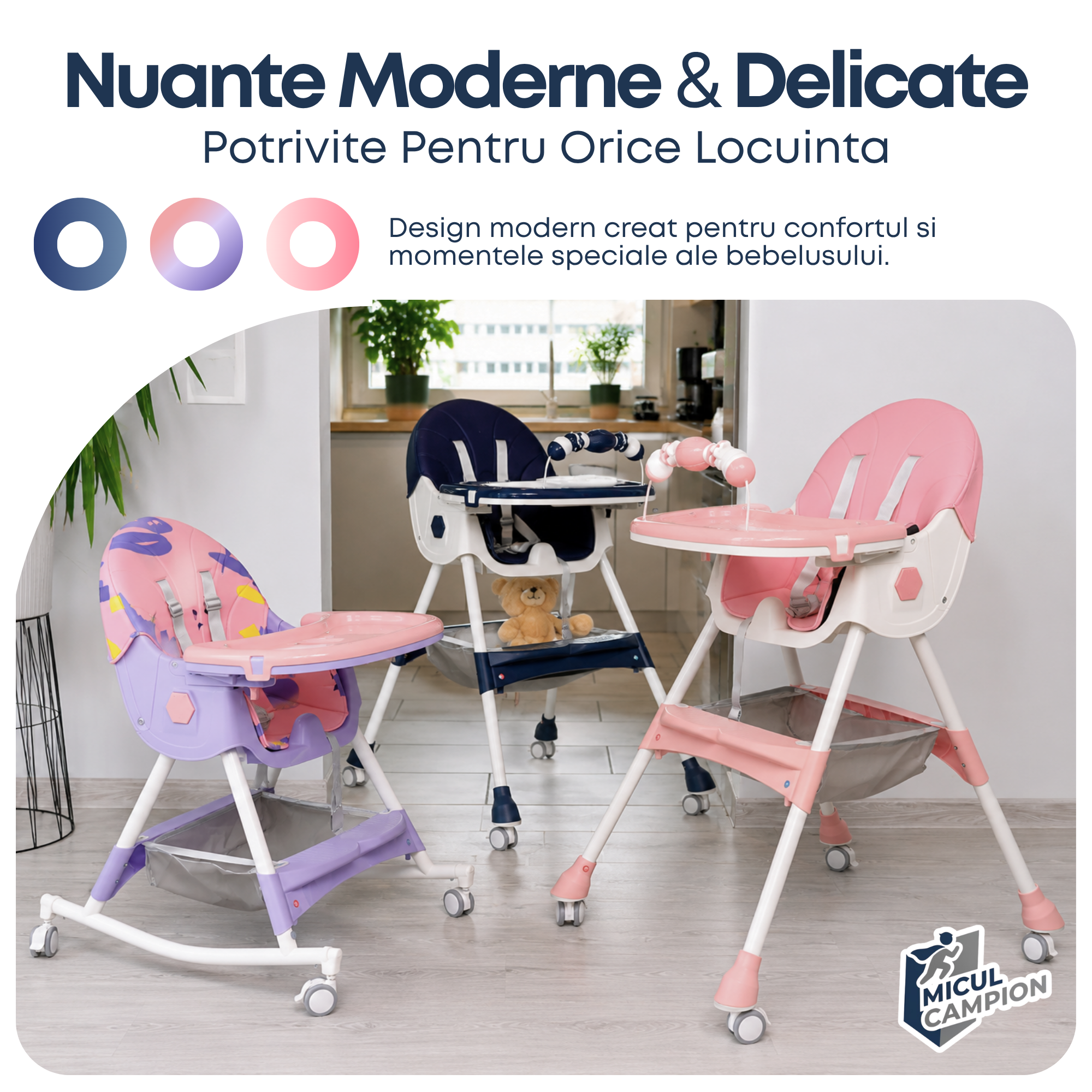 Scaun de masa multifunctional, 3 in 1, potrivit de la 6 luni la 6 ani