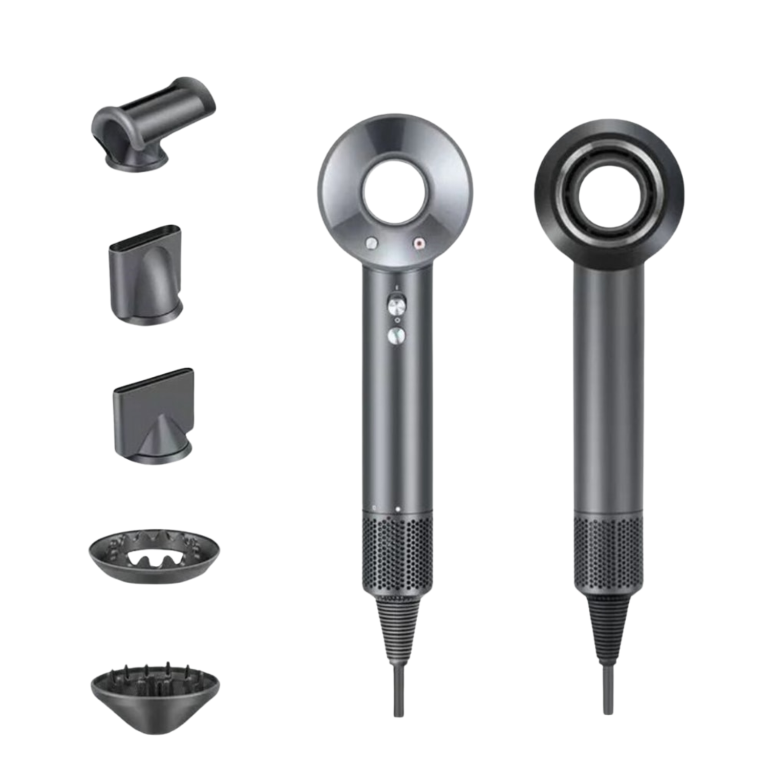 Set Uscator de Par Profesional, feon, Invincio Ionic, 5 Accesorii par, 3 Duze si 2 Difuzoare, Motor Puternic, 150.000 RPM, Ioni Negativi, 3 Nivele Caldura, 2 Trepte Viteza, Uscare Rapida 2-6 Min, Ideal pentru Acasa, Calatorii si Salon, Antracit