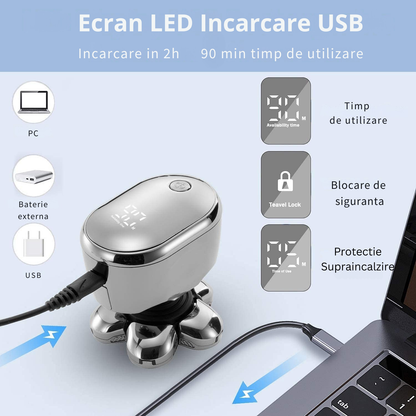 Aparat de ras electric 6 in 1, Invincio Edge 2, capete multiple pentru ras, lame duble 7D, 5 accesorii, rezistent la apa, incarcare duala USB-C si wireless, autonomie 60 min, motor silentios, cap lavabil, culoare argint