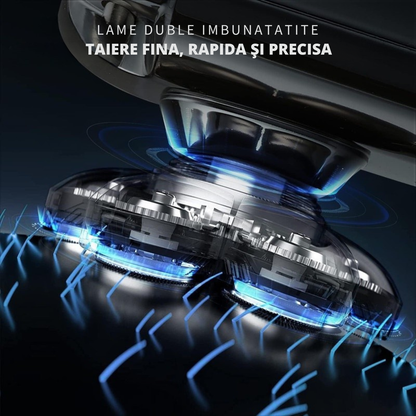 Aparat de ras electric 6 in 1, Invincio Edge 2, capete multiple pentru ras, lame duble 7D, 5 accesorii, rezistent la apa, incarcare duala USB-C si wireless, autonomie 60 min, motor silentios, cap lavabil, culoare argint