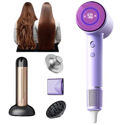 Set Uscator de par profesional, feon, Invincio Ionic 2, motor durabil, 110.000 RPM, flux aer 21m/s, 200 milioane ioni negativi, 5 trepte temperatura, 2 viteze, difuzor si concentrator magnetic, mov