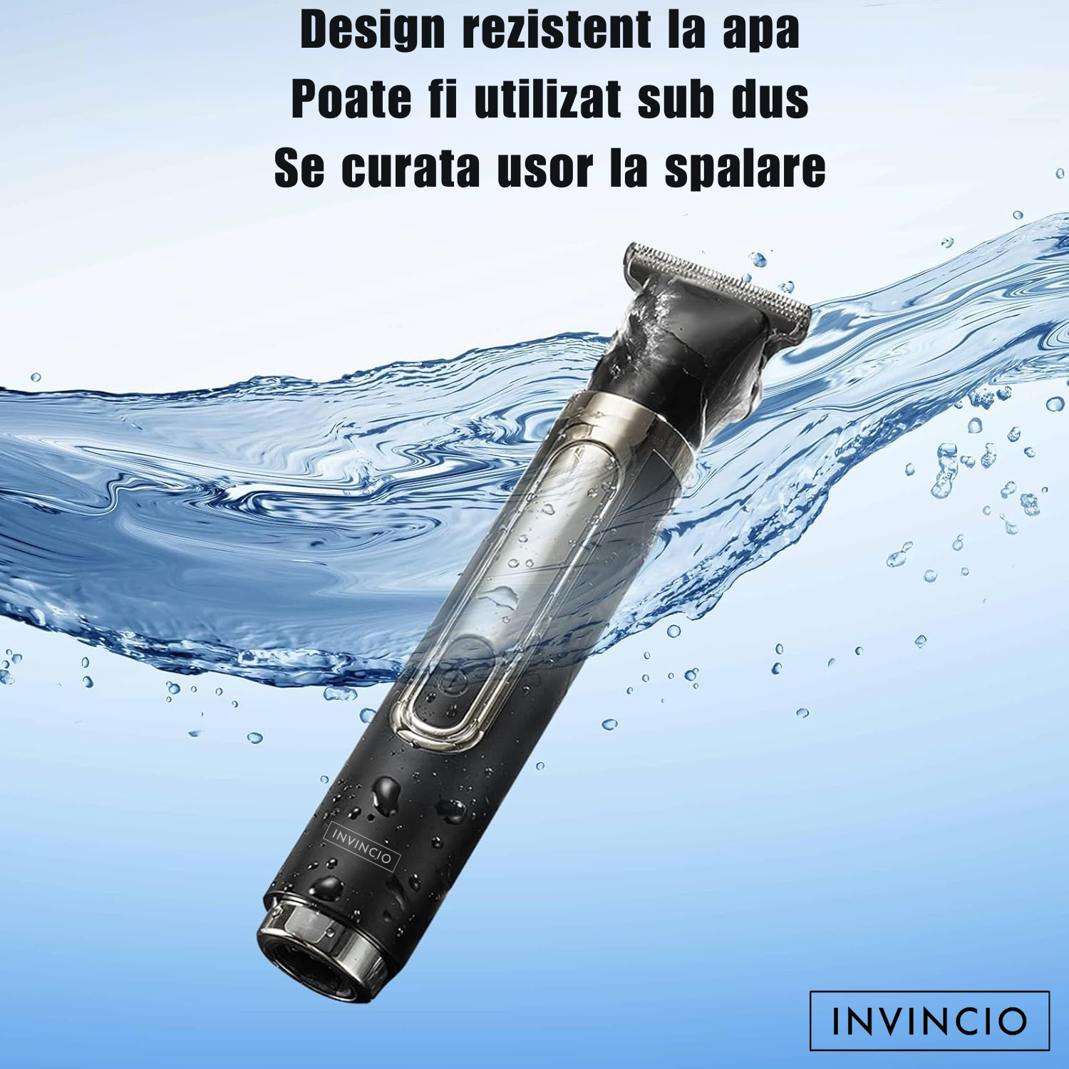 Set de Tuns si Barberit 6 in 1 pentru Barbati Invincio Razer, Electric, Maner Extensibil Spate, 2 Viteze, 5 Capete, 3 Piepteni Ghidaj, Reincarcabil, Rezistent la Apa, Ideal pentru Corp, Barba, Nas si Urechi, Negru