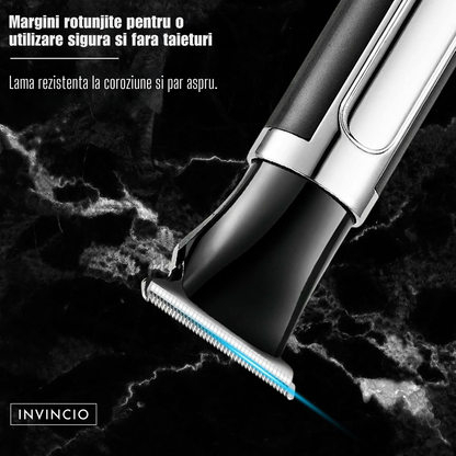 Set de Tuns si Barberit 6 in 1 pentru Barbati Invincio Razer, Electric, Maner Extensibil Spate, 2 Viteze, 5 Capete, 3 Piepteni Ghidaj, Reincarcabil, Rezistent la Apa, Ideal pentru Corp, Barba, Nas si Urechi, Negru