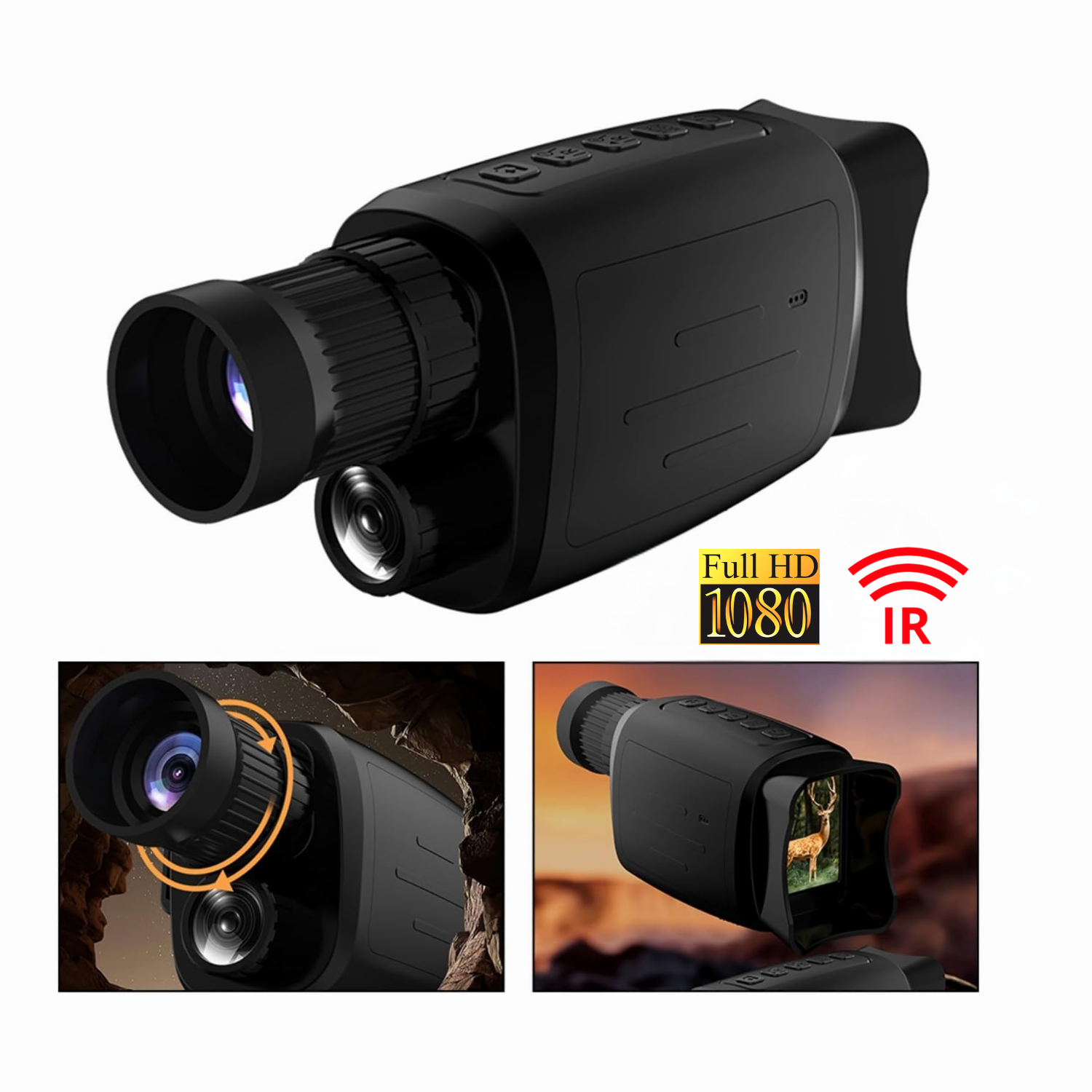 Monoclu digital infraroșu Invincio Explore, rezolutie FullHD, zoom 16x, negru, 120x150x60mm