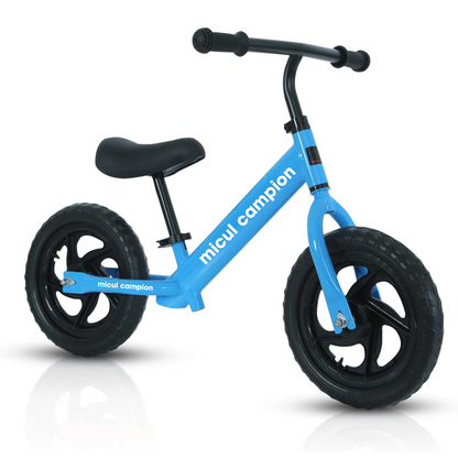 Bicicleta Fara Pedale, Invincio Micul Campion, pentru Copii 3-6 Ani, Roti EVA Anti-Pana, Scaun si Ghiidon Reglabil, Cadru Otel Usor, Manere Antialunecare – Perfecta pentru Echilibru si Coordonare, Capacitate Maxima 30 de kg, Albastru