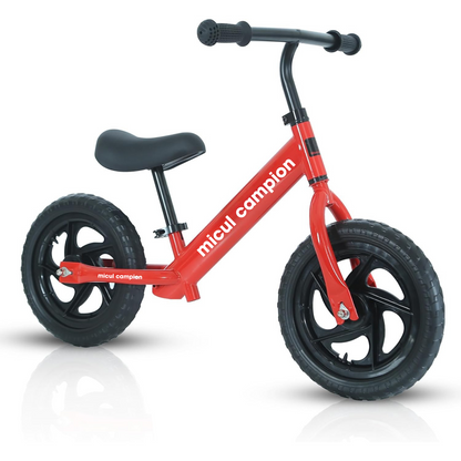 Bicicleta Fara Pedale, Invincio Micul Campion, pentru Copii 3-6 Ani, Roti EVA Anti-Pana, Scaun si Ghiidon Reglabil, Cadru Otel Usor, Manere Antialunecare – Perfecta pentru Echilibru si Coordonare, Capacitate Maxima 30 de kg, Rosie