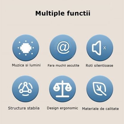 Bicicleta Invincio Kid, fara pedale, interior exterior, pentru copii 1-4 ani, 4 roti EVA silentioase si care nu zgarie parchetul, structura stabila anti-rasturnare, lumini frontale si muzica ambientala, sezut ergonomic, albastra