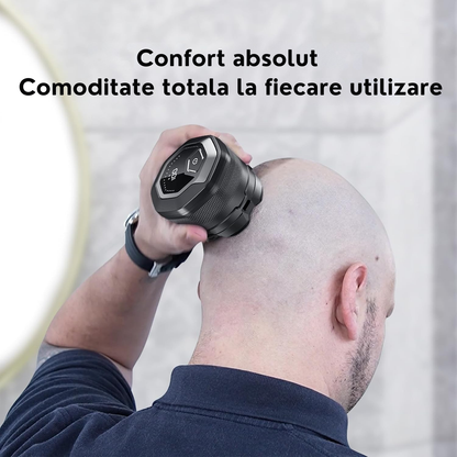 Aparat de ras electric Invincio Edge fata si cap, pentru barbati, ergonomic 6D, utilizare uscata sau umeda sub dus, cap magnetic, rezistent la apa, 2 viteze, autonomie 180 min, incarcare USB, diplay LED, baterie litiu reincarcabila, negru