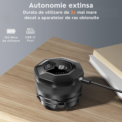 Aparat de ras electric Invincio Edge fata si cap, pentru barbati, ergonomic 6D, utilizare uscata sau umeda sub dus, cap magnetic, rezistent la apa, 2 viteze, autonomie 180 min, incarcare USB, diplay LED, baterie litiu reincarcabila, negru
