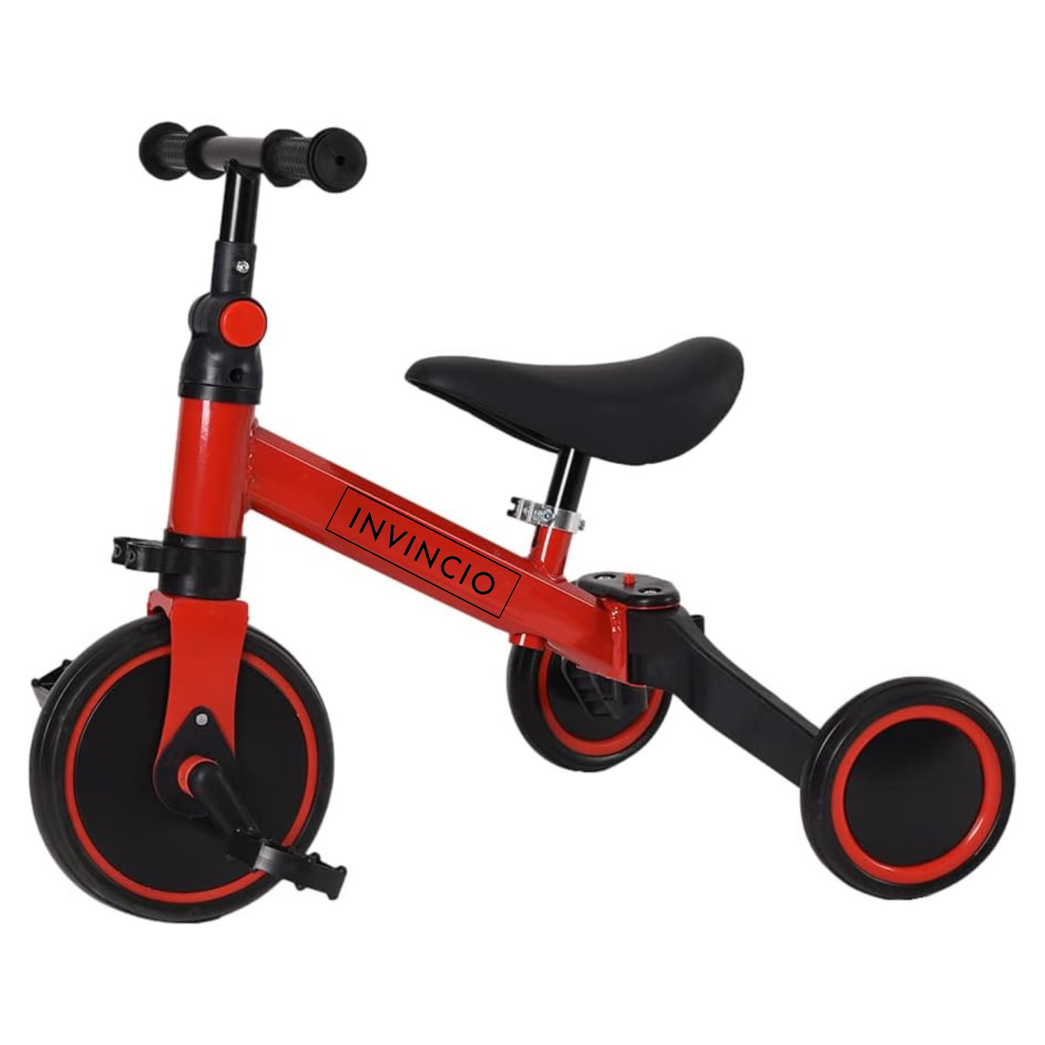Invincio Micul Campion EasyRide 2–5 ani – Tricicleta 4-in-1 cu maner parental, rosu