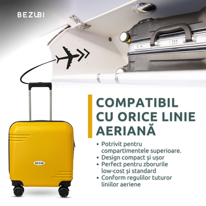 Troler Cabina Bezubi On the Go, Maner Telescopic, Galben Imperial