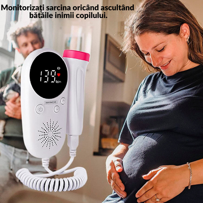 Monitor fetal Doppler Invincio pentru monitorizare functii vitale fat intrauterin, gel ultrasunete inclus, detectarea batailor inimii/pulsului fatului, ascultare sunete din burtica, pentru gravide, portabil
