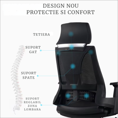 Invincio Walker-H – Scaun ergonomic mesh cu brate 3D, negru