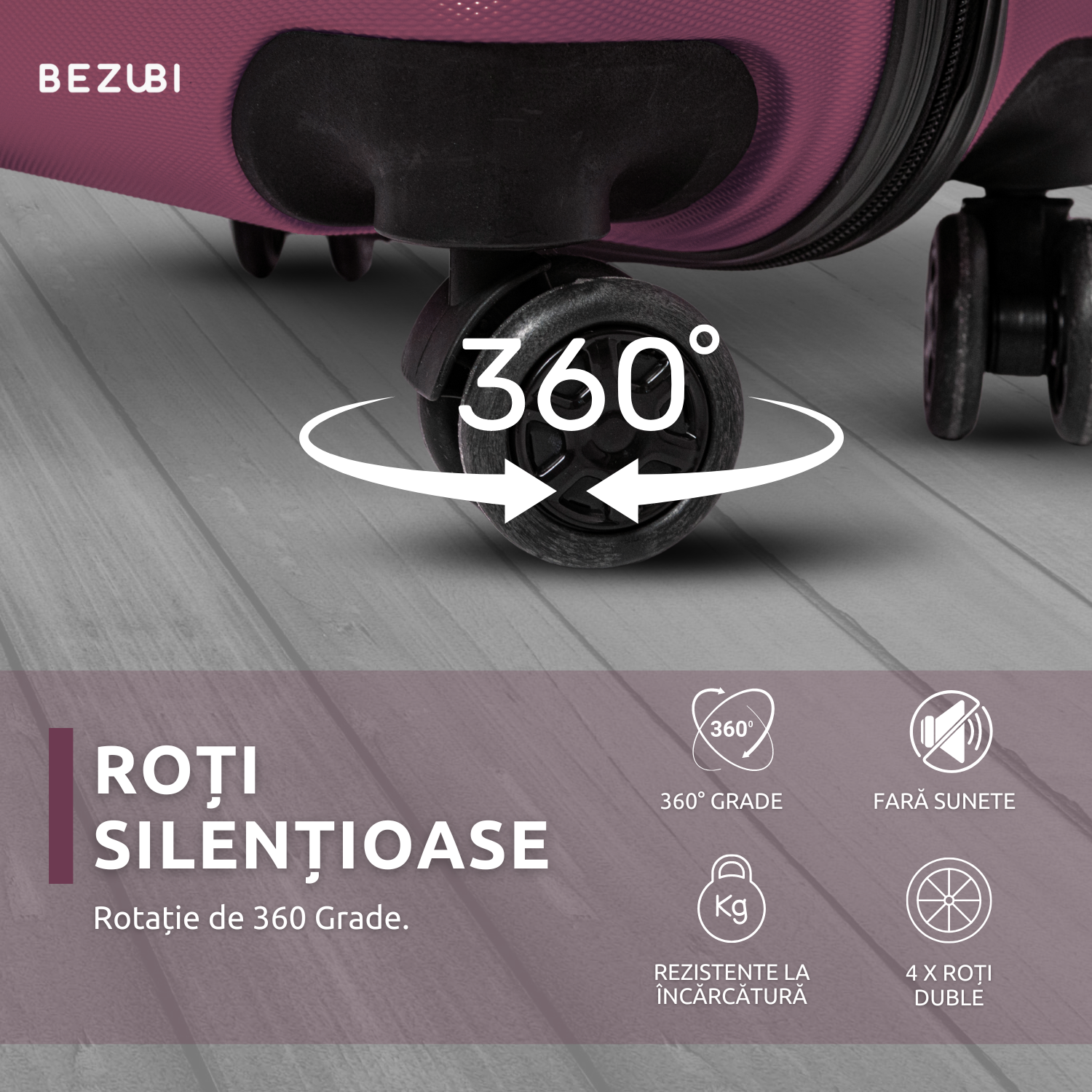 Troler Cabina Bezubi On the Go, Maner Telescopic, Roz Mineral