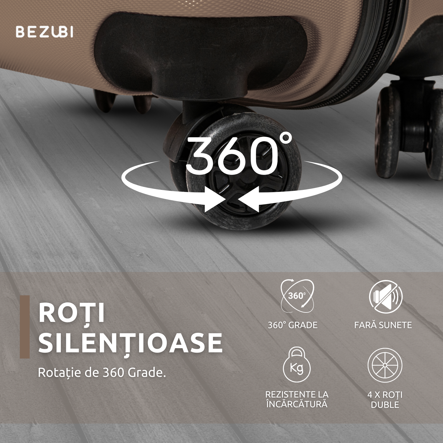 Troler Cabina Bezubi On the Go, Maner Telescopic, Golden Bronze