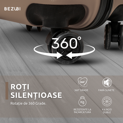 Troler Cabina Bezubi On the Go, Maner Telescopic, Golden Bronze