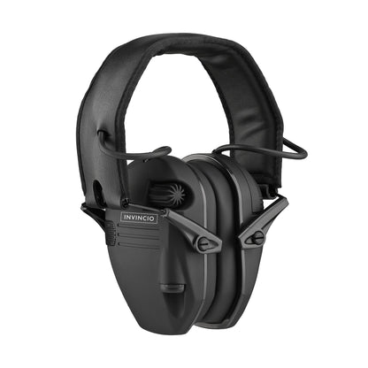 Casti tactice antifon activ INVINCIO® W1, protectie auz, antifonate electronic, doua microfoane, filtrare zgomot ambiental, sensibilitate reglabila, profil redus, conectare audio prin jack, pentru poligon, vanatoare, paintball, airsoft, Negru Mat