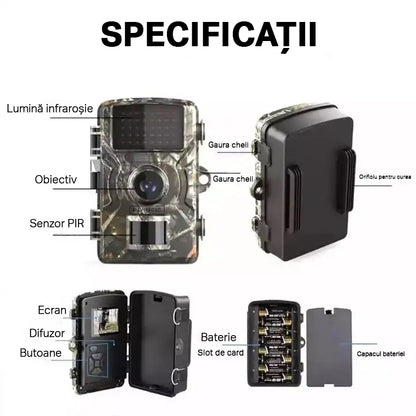 Camera de vanatoare INVINCIO®, monitorizare fauna salbatica, supraveghere gospodarie, foto 12MP, video FHD 1920x1080, protectie IP66, senzor miscare cu infrarosu PIR, display 2 inci, alimentare baterii, stand-by pana la 6 luni, stocare card TF, Camuflaj