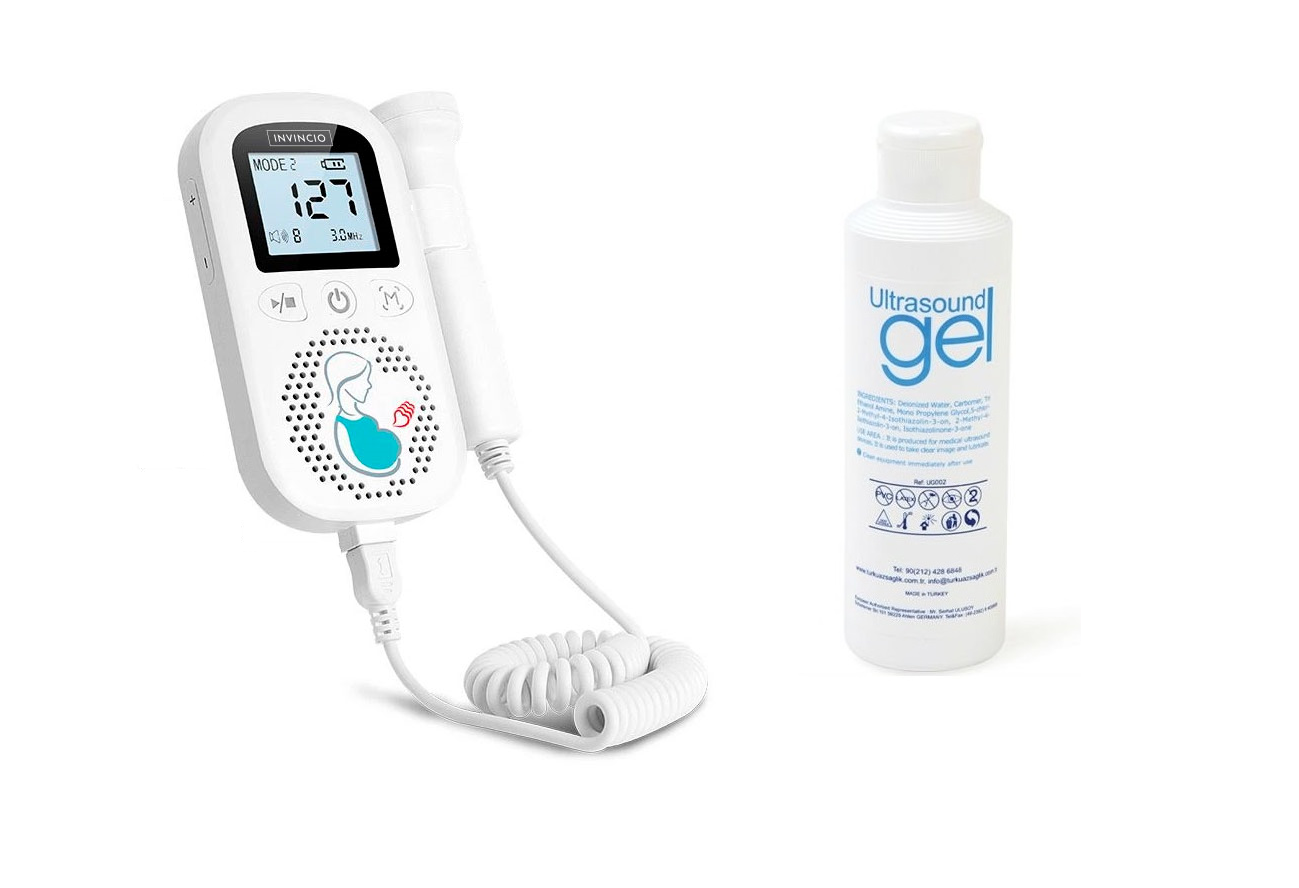 Monitor fetal Doppler, INVINCIO JZI, pentru monitorizare functii vitale fat intrauterin, 3 moduri masurare, acuratete ridicata – sonda 3 mHz, gel ultrasunete inclus, Zero radiatii, detectarea batailor inimii fatului, pentru gravide, portabil, alb