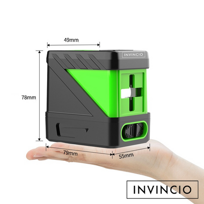 Nivela laser verde Invincio Practic, fascicol laser cruce, auto-nivelare ±4º grade, raza 20 m, 4 intensitati luminare, functie blocare pentru linii diagonale, precizie ± 3mm la 20m, 79x49x78 cm, verde