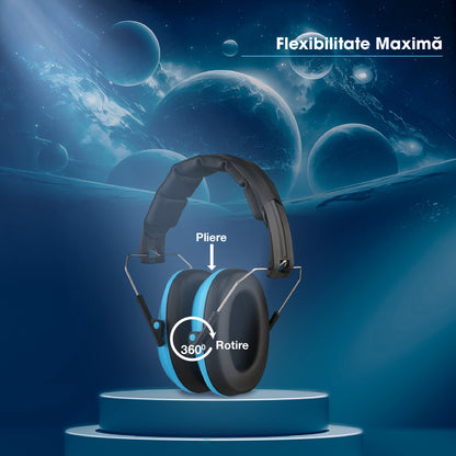 Casti antifoane copii 3-10 ani INVINCIO Safety, marime reglabil, confortabile, ergonomice, captusite, usoare, pentru protectia auzului, albastru mat