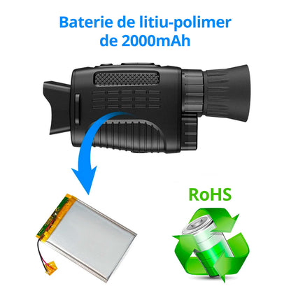 Monoclu cu vedere nocturna Invincio Vision, mod foto sau video FullHD, 1080p, foto 24MP, display TFT 1,5 inch color, zoom digital 6x, focalizare manuala, Micro SD 32GB compatibil, camp vizual 300 m, infrarosu 4 nivele, autonomie 12 ore, portabil, negru