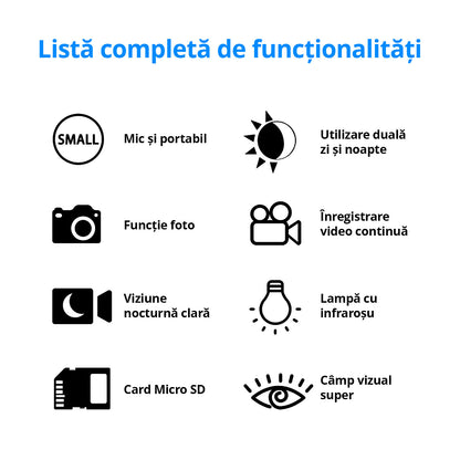 Monoclu cu vedere nocturna Invincio Vision, mod foto sau video FullHD, 1080p, foto 24MP, display TFT 1,5 inch color, zoom digital 6x, focalizare manuala, Micro SD 32GB compatibil, camp vizual 300 m, infrarosu 4 nivele, autonomie 12 ore, portabil, negru