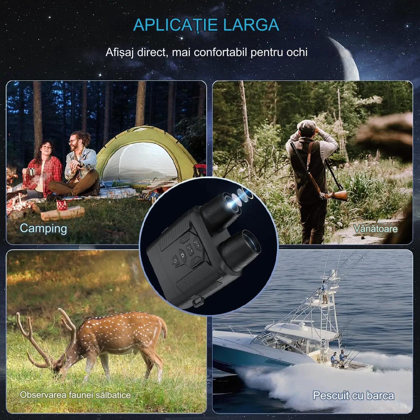 Binoclu cu vedere noctura Invincio Pro, resolutie 4K, functie foto 36 mpx, suport SD card 256 gb compatibil, display LCD 3 inch color, zoom digital 5x, inflarosu pe 7 nivele, camp vizual 300 de m, autonomie 12h, portabil, negru