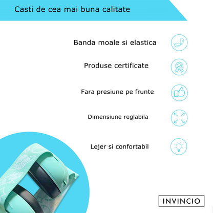 Casti Antifonate Invincio Baby Protection pentru bebelusi, protectie auditiva, marime reglabila, bebelusi 3-36 luni, culoare verde