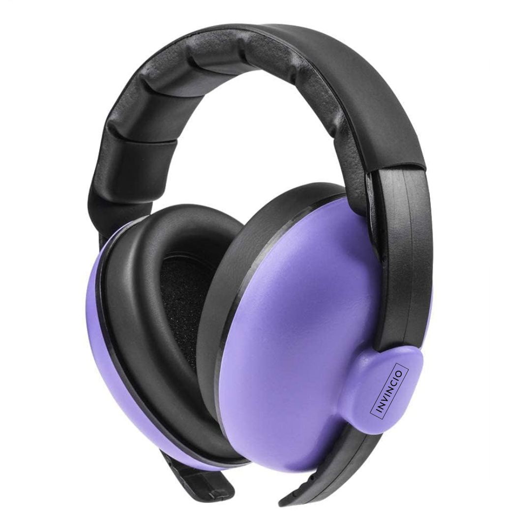 Casti antifonice pentru copii si bebelusi 3-36 luni Invincio Baby Comfort, marime reglabila, ergonomice, captusite, confortabile, usoare, pentru protectia auzului, reducere zgomot 20 dB, mov