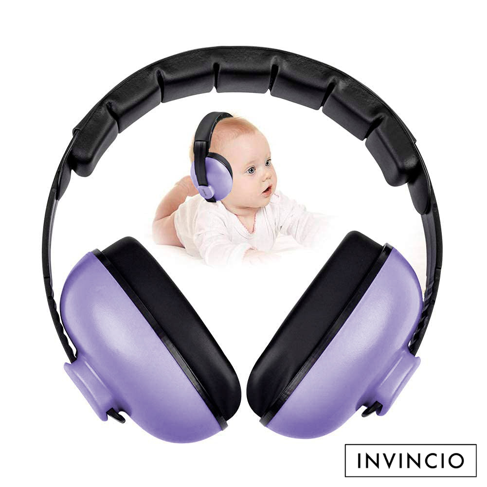 Casti antifonice pentru copii si bebelusi 3-36 luni Invincio Baby Comfort, marime reglabila, ergonomice, captusite, confortabile, usoare, pentru protectia auzului, reducere zgomot 20 dB, mov