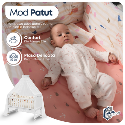 Patut extensibil din lemn, potrivit 0-6 ani, transformabil in birou +6 ani