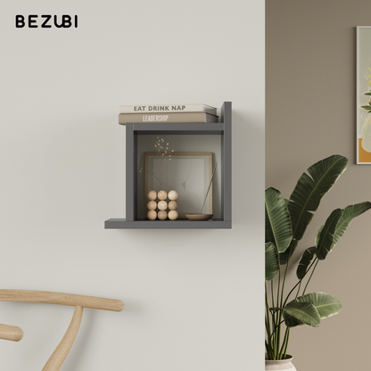 Etajera de perete modulara dubla Capri, design geometric modern, 2 rafturi cubice, montaj usor, dimensiuni 58x60x20 cm, ideala pentru carti, decoratiuni si plante, gri