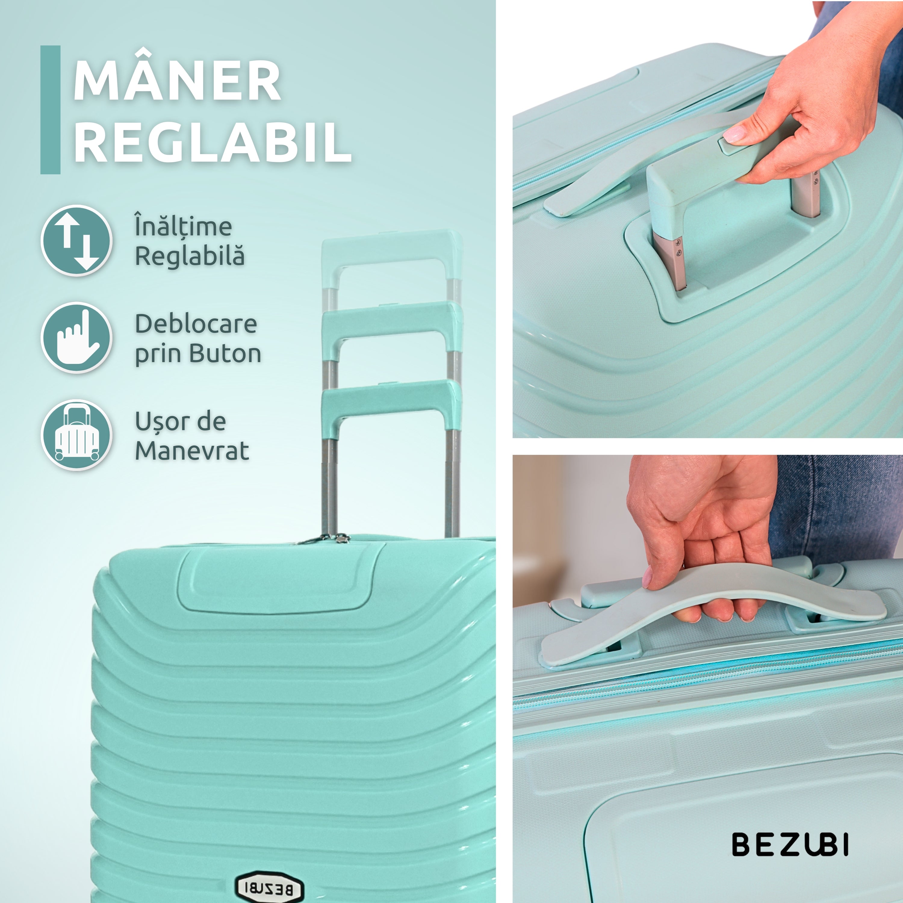 Set complet 3 trolere pentru vacanta, Turcoaz