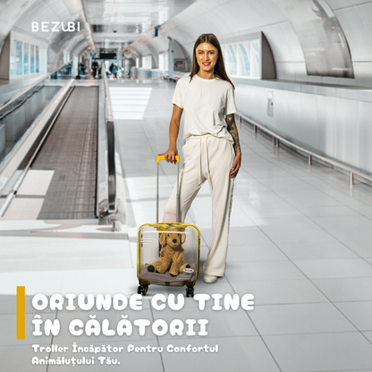 Troler Transport Bezubi Pet, pentru Animale de Companie, Galben