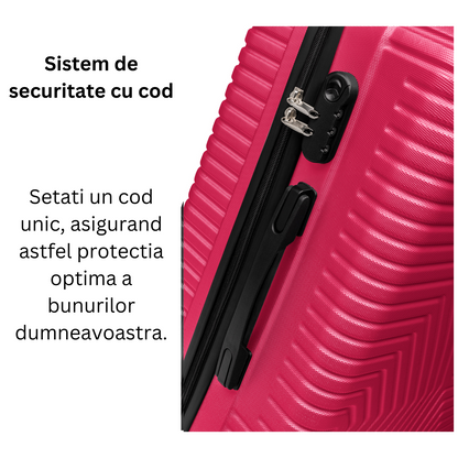 Set Geanta Cosmetica Make-up Bezubi Glam si Troler Cabina avion POLO, fucsia