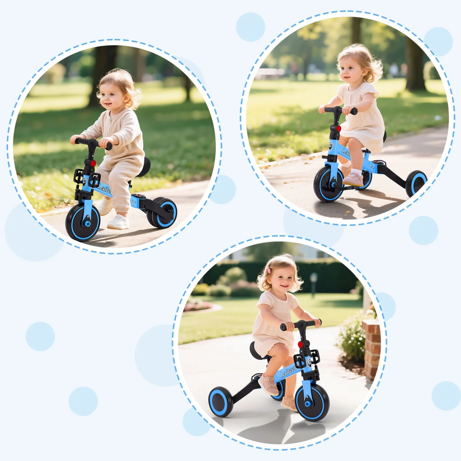 Invincio Micul Campion EasyRide 2–5 ani – Tricicleta modulara 4-in-1, albastru